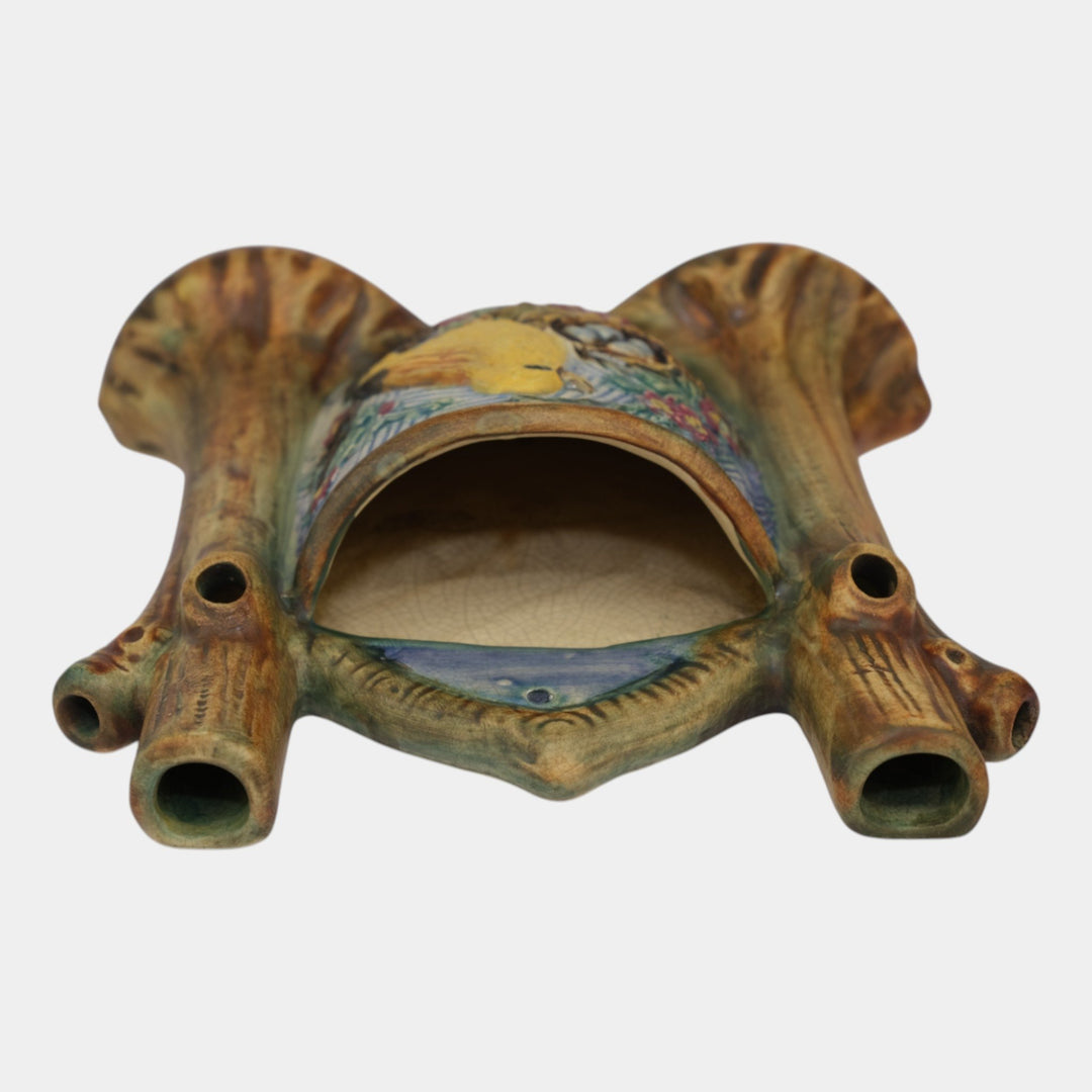 Weller Glendale 1920s Art Pottery Bird Nest Double Bud Wall Pocket