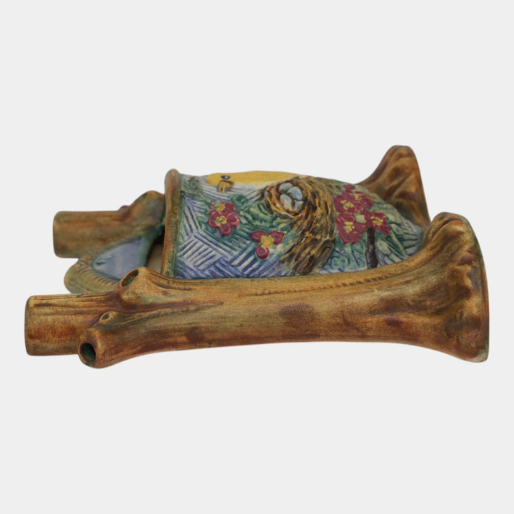 Weller Glendale 1920s Art Pottery Bird Nest Double Bud Wall Pocket