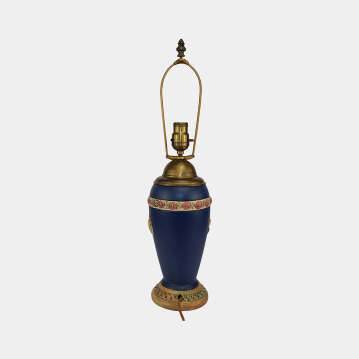 Weller Pottery Hudson Yellow Bird Medallion Blue Ware 1920s Factory Lamp - Just Art Pottery