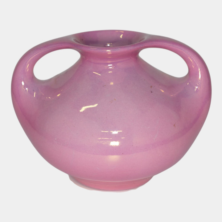 Weller Pottery Lustre Ware 1920 Vintage Art Pottery Pink Ceramic Handled Vase
