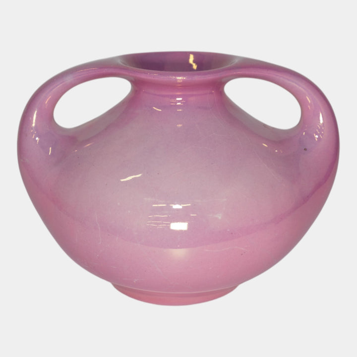 Weller Pottery Lustre Ware 1920 Vintage Art Pottery Pink Ceramic Handled Vase