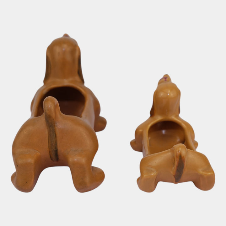 Weller 1930s Vintage Pottery Dachshund Novelty Dog Planters