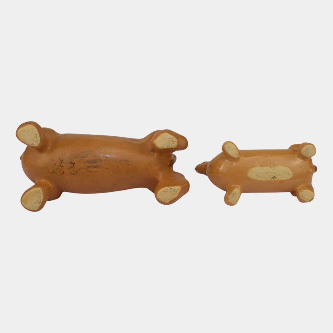 Weller 1930s Vintage Pottery Dachshund Novelty Dog Planters