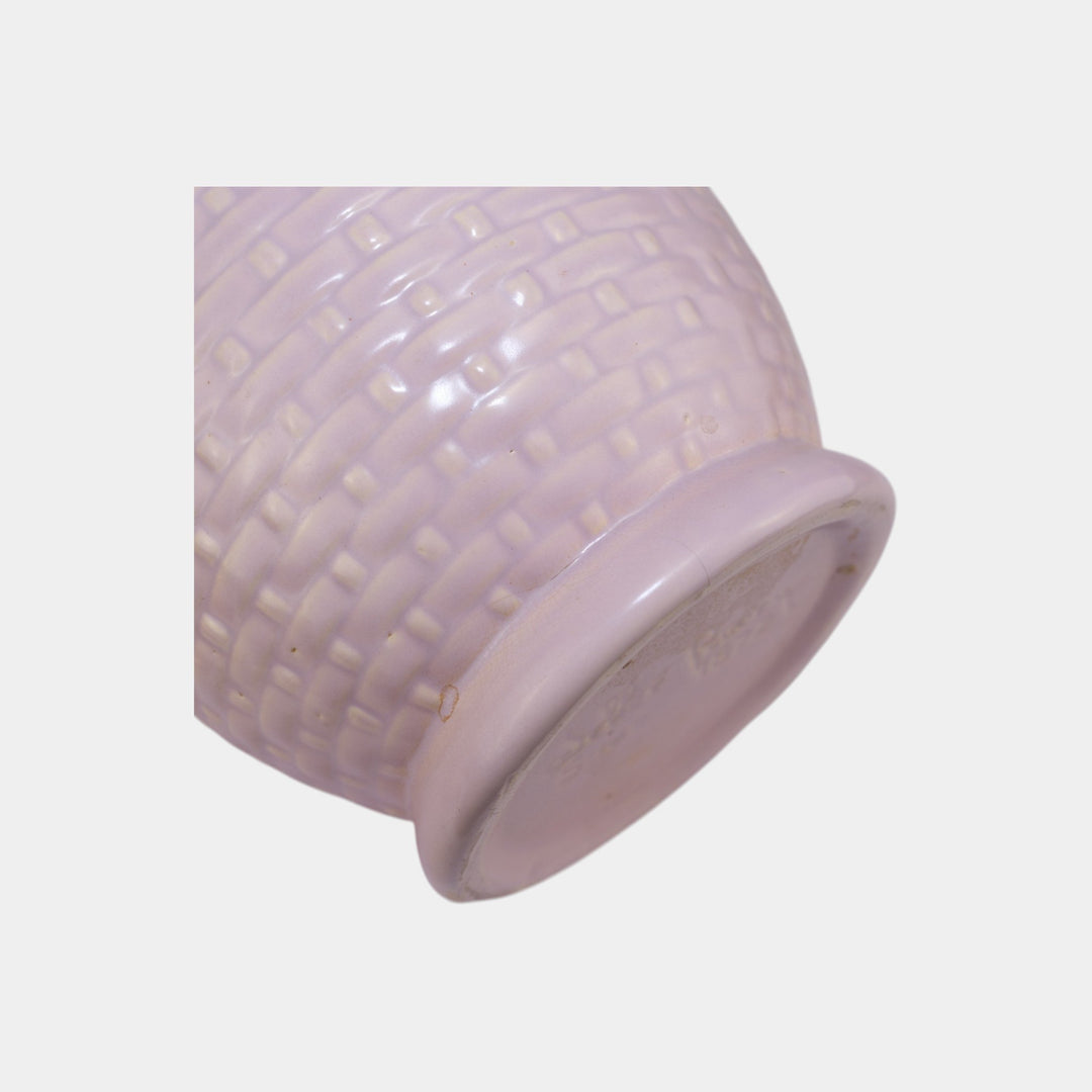 Weller Pierre Basket Weave Purple 1930s Vintage Art Pottery Ceramic Cookie Jar