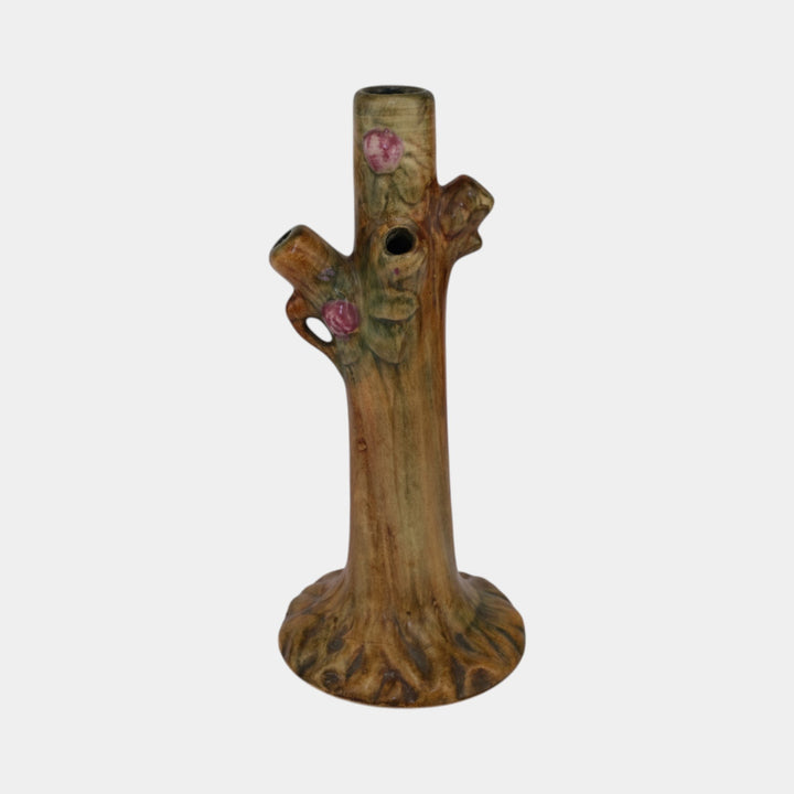 Weller Woodcraft 1920s Vintage Art Pottery Red Apple Tree Tall Bud Vase