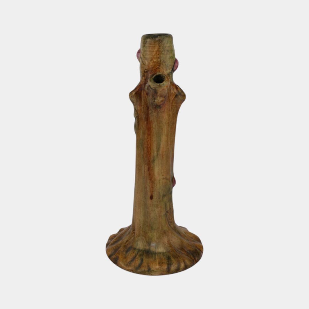 Weller Woodcraft 1920s Vintage Art Pottery Red Apple Tree Tall Bud Vase