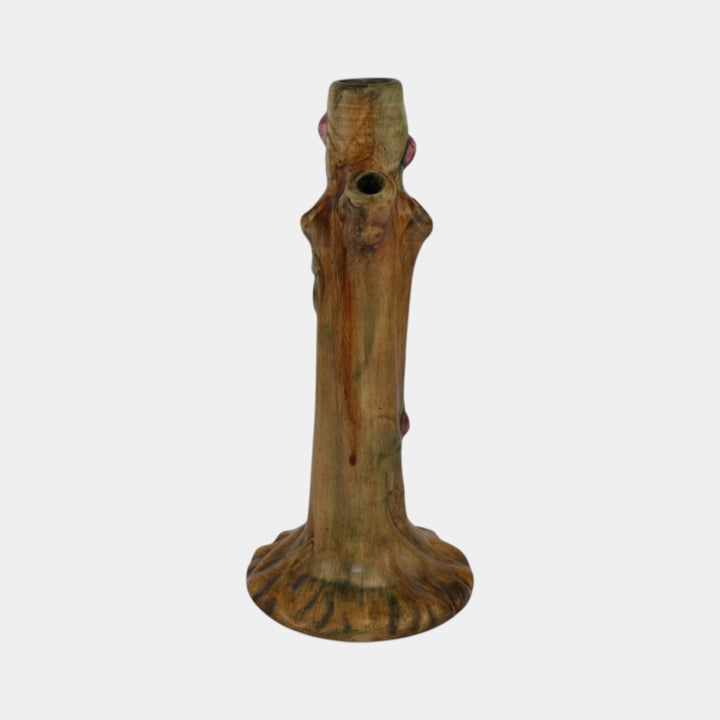 Weller Woodcraft 1920s Vintage Art Pottery Red Apple Tree Tall Bud Vase
