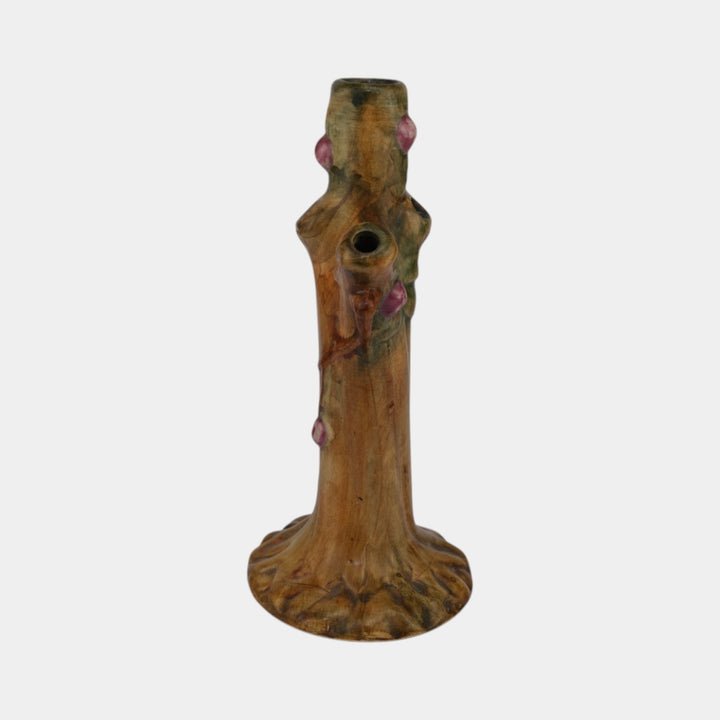 Weller Woodcraft 1920s Vintage Art Pottery Red Apple Tree Tall Bud Vase