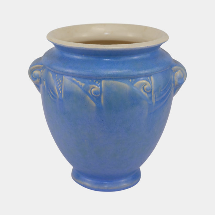 Weller Neiska 1933 Vintage Art Deco Pottery Blue Handled Ceramic Vase