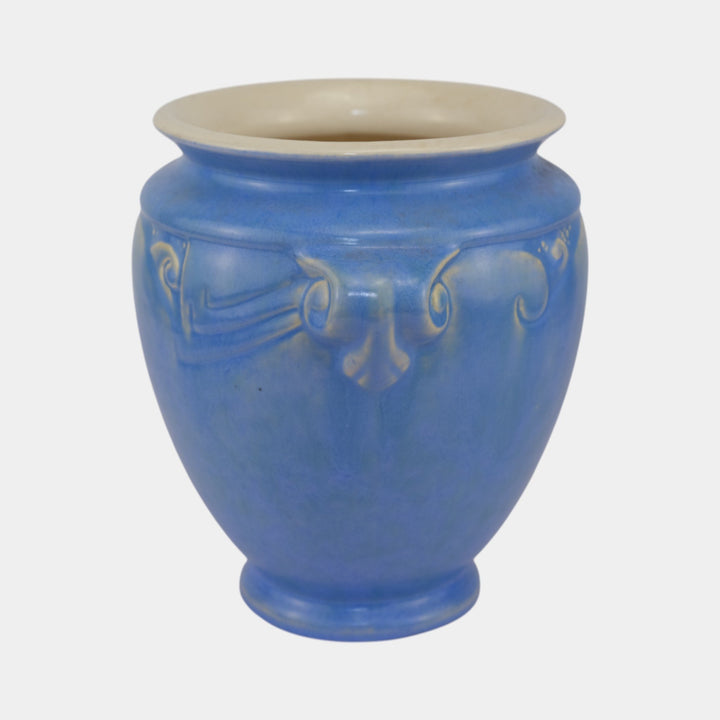 Weller Neiska 1933 Vintage Art Deco Pottery Blue Handled Ceramic Vase