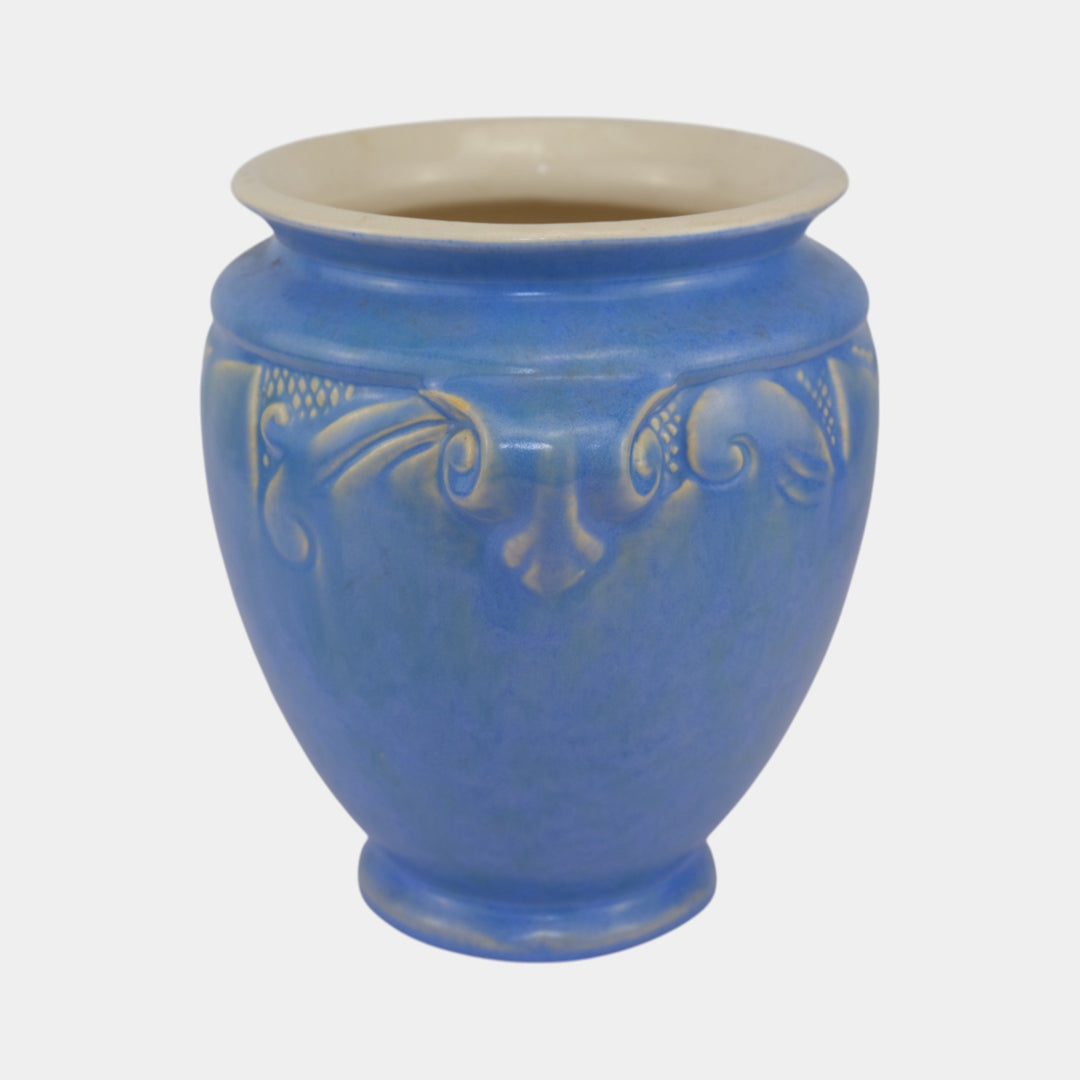 Weller Neiska 1933 Vintage Art Deco Pottery Blue Handled Ceramic Vase