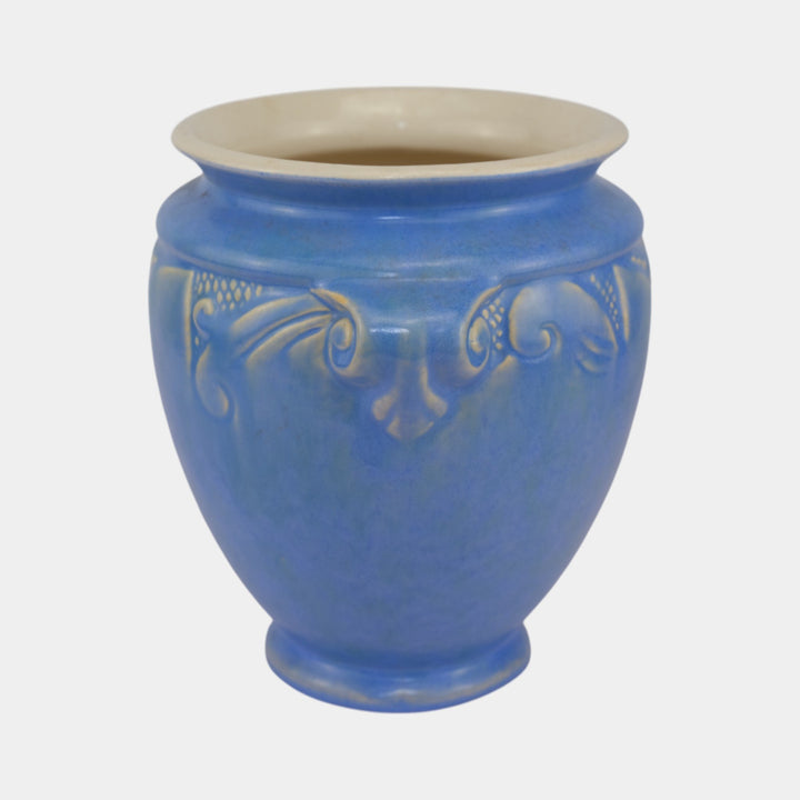 Weller Neiska 1933 Vintage Art Deco Pottery Blue Handled Ceramic Vase