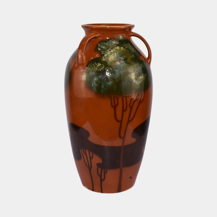 Weller Rhead Faience 1904 Vintage Pottery Large Handled Floor Vase - Just Art Pottery