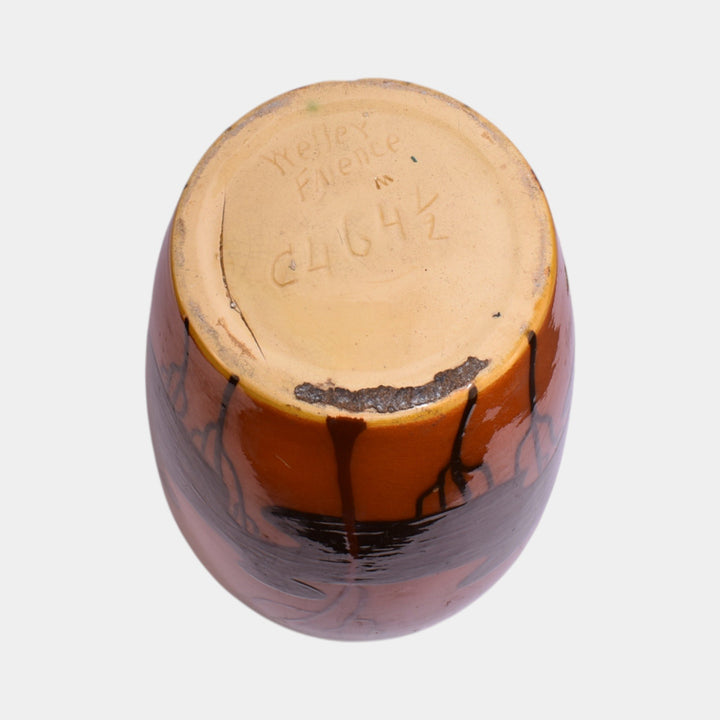 Weller Rhead Faience 1904 Vintage Pottery Large Handled Floor Vase - Just Art Pottery