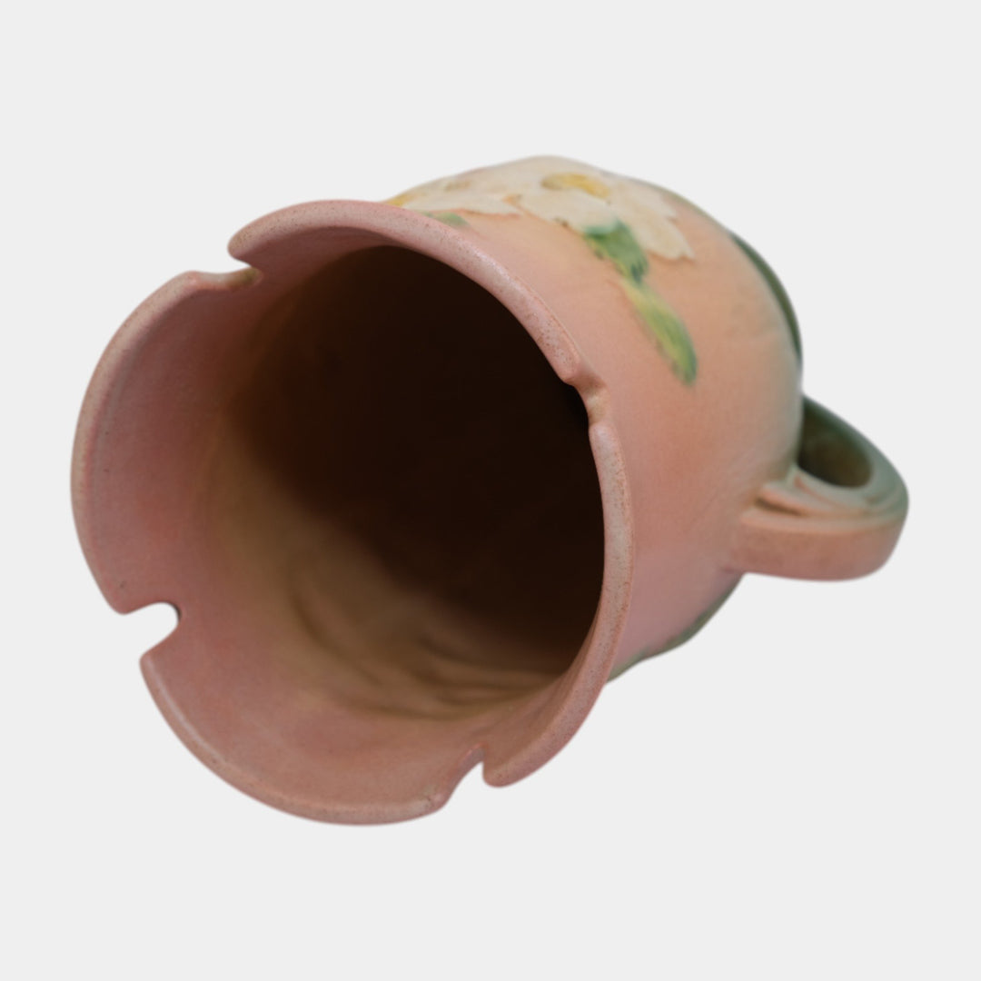 Roseville White Rose Pink 1940 Vintage Art Deco Pottery Ceramic Vase 986-9