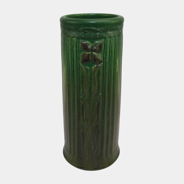 Ephraim Faience Pottery Matte Green Bungalow Flower Vase 603