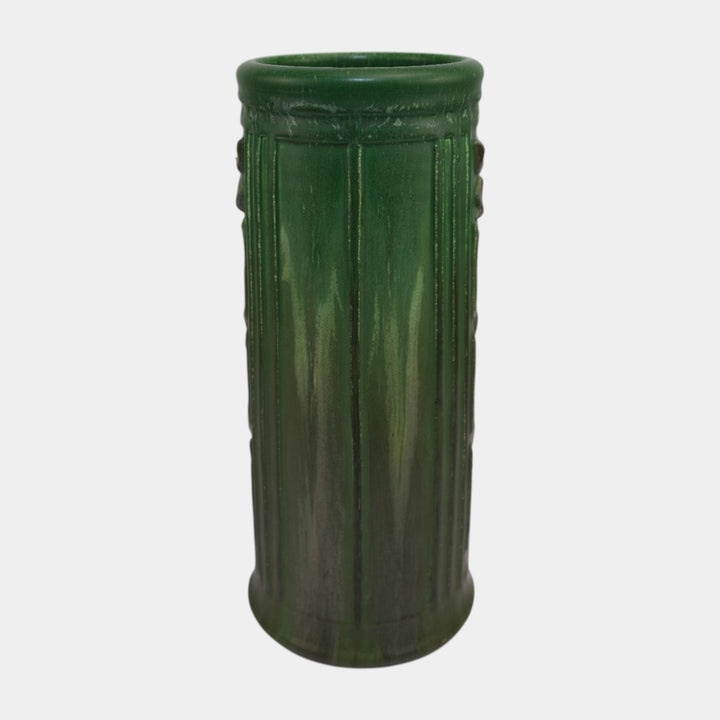 Ephraim Faience Pottery Matte Green Bungalow Flower Vase 603