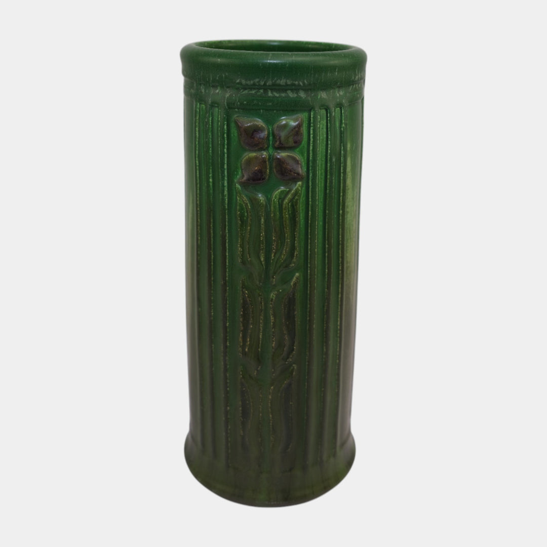Ephraim Faience Pottery Matte Green Bungalow Flower Vase 603