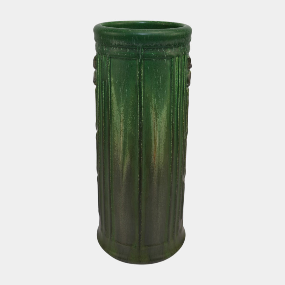 Ephraim Faience Pottery Matte Green Bungalow Flower Vase 603