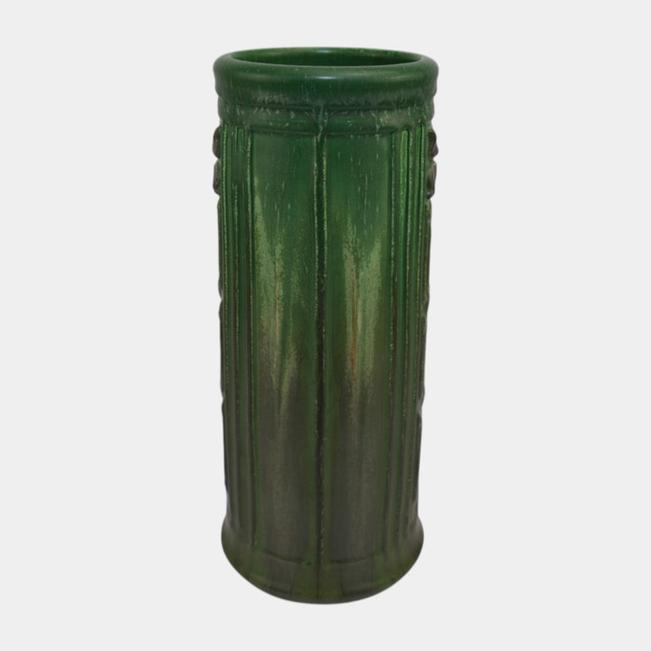 Ephraim Faience Pottery Matte Green Bungalow Flower Vase 603
