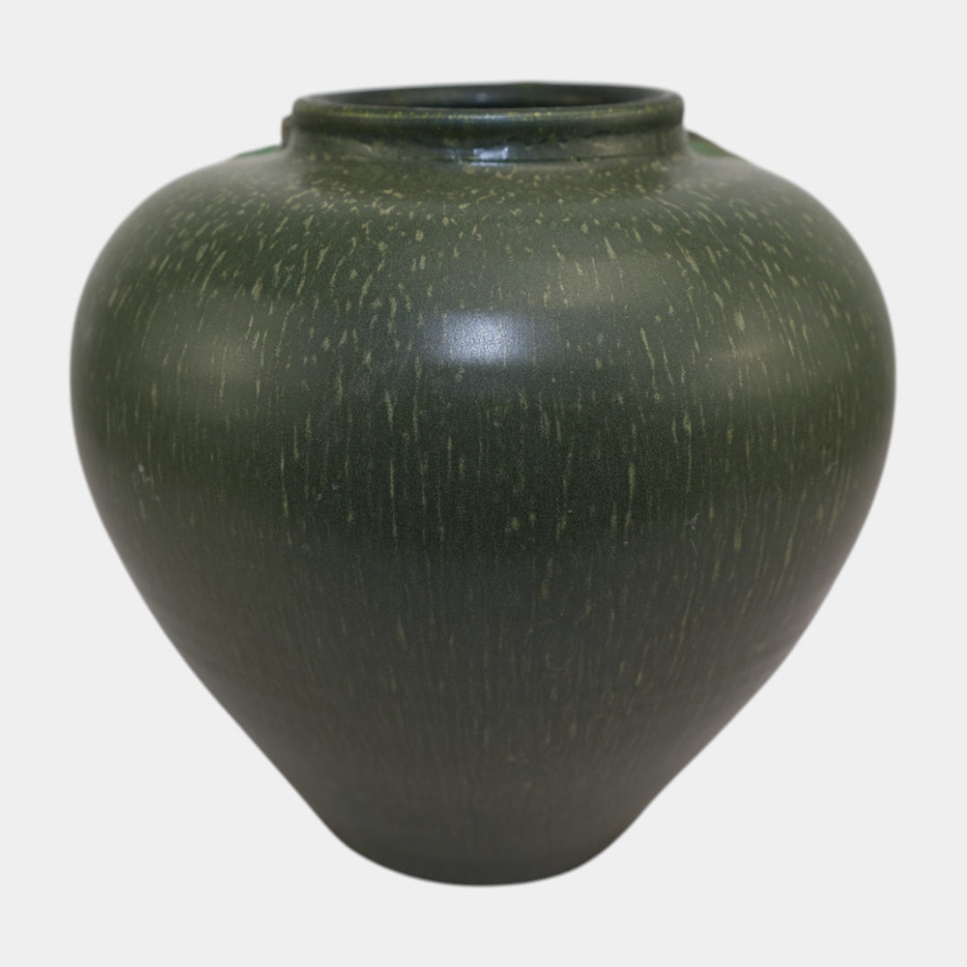 Ephraim Faience Hand Made Pottery Green Flowering Plum Ceramic Vase 619