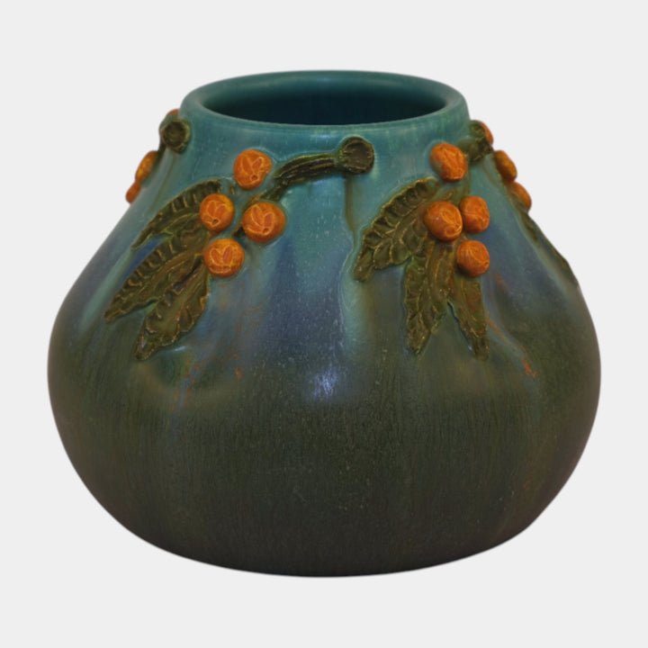 Ephraim Faience Hand Made Pottery Blue Green Bittersweet Ceramic Vase 606