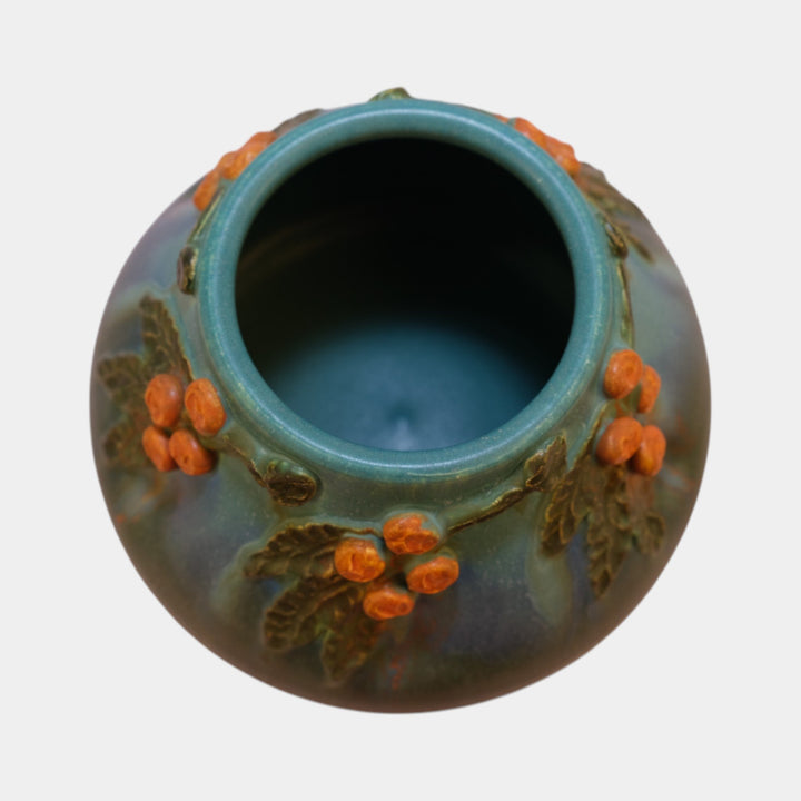 Ephraim Faience Hand Made Pottery Blue Green Bittersweet Ceramic Vase 606