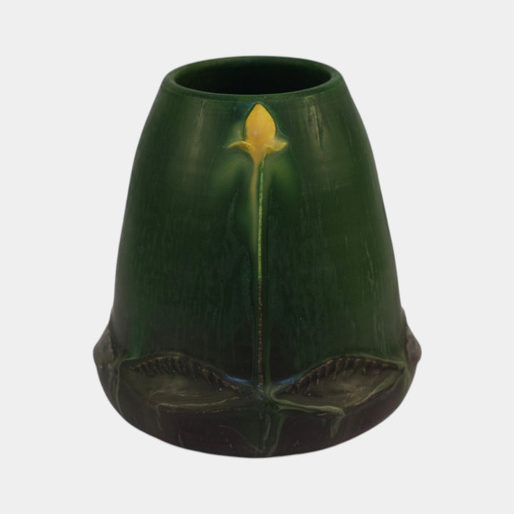 Ephraim Faience Arts and Crafts Pottery Green Prairie Pond Vase 430
