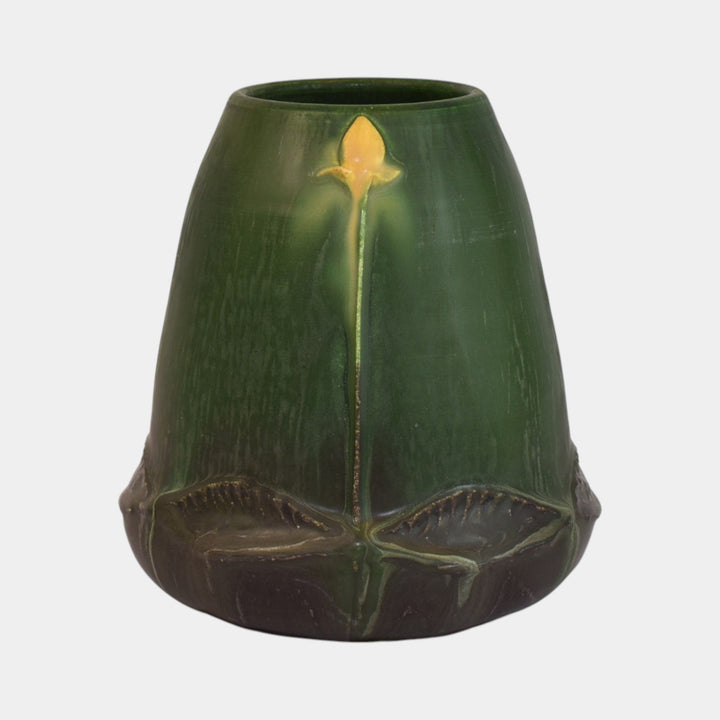 Ephraim Faience Arts and Crafts Pottery Green Prairie Pond Vase 430 - Just Art Pottery