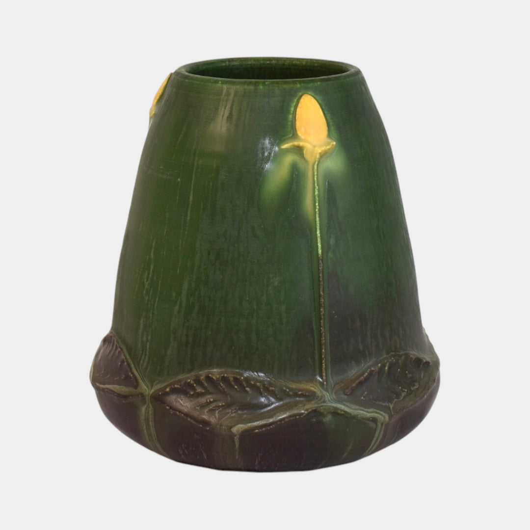 Ephraim Faience Arts and Crafts Pottery Green Prairie Pond Vase 430 - Just Art Pottery