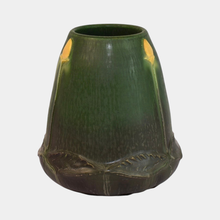 Ephraim Faience Arts and Crafts Pottery Green Prairie Pond Vase 430 - Just Art Pottery