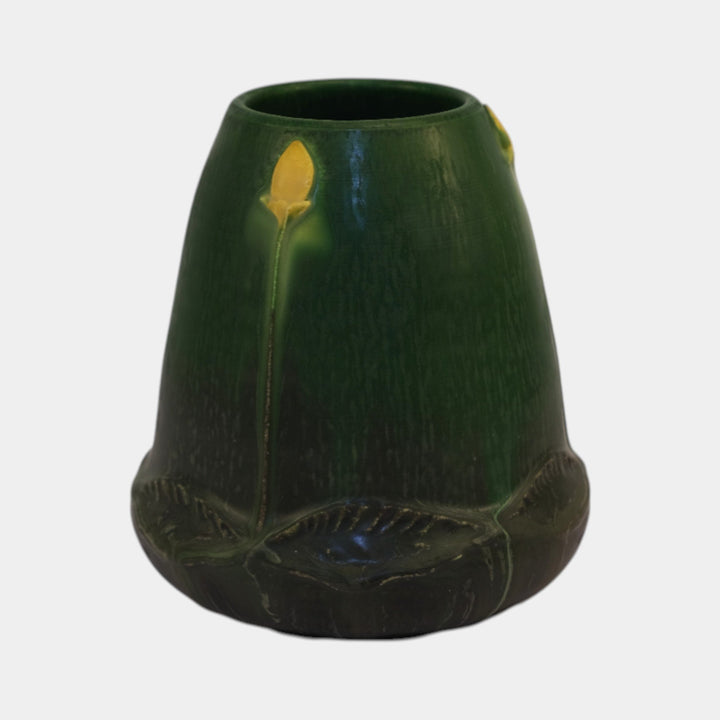 Ephraim Faience Arts and Crafts Pottery Green Prairie Pond Vase 430