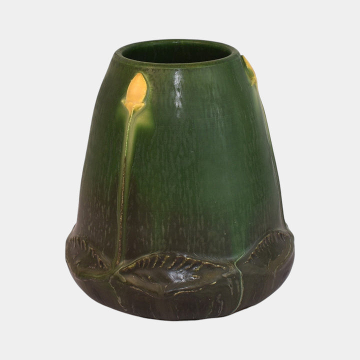 Ephraim Faience Arts and Crafts Pottery Green Prairie Pond Vase 430 - Just Art Pottery