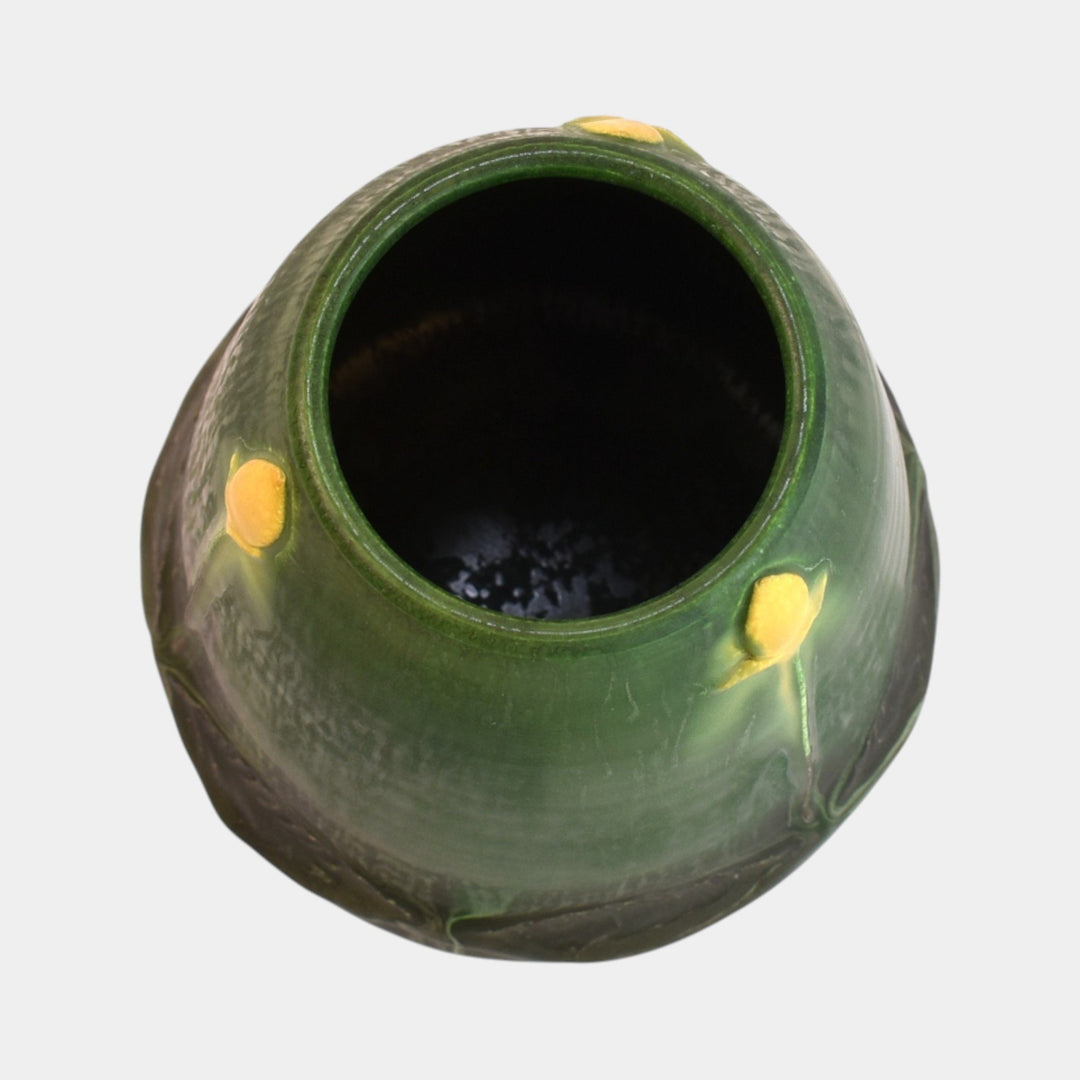Ephraim Faience Arts and Crafts Pottery Green Prairie Pond Vase 430 - Just Art Pottery