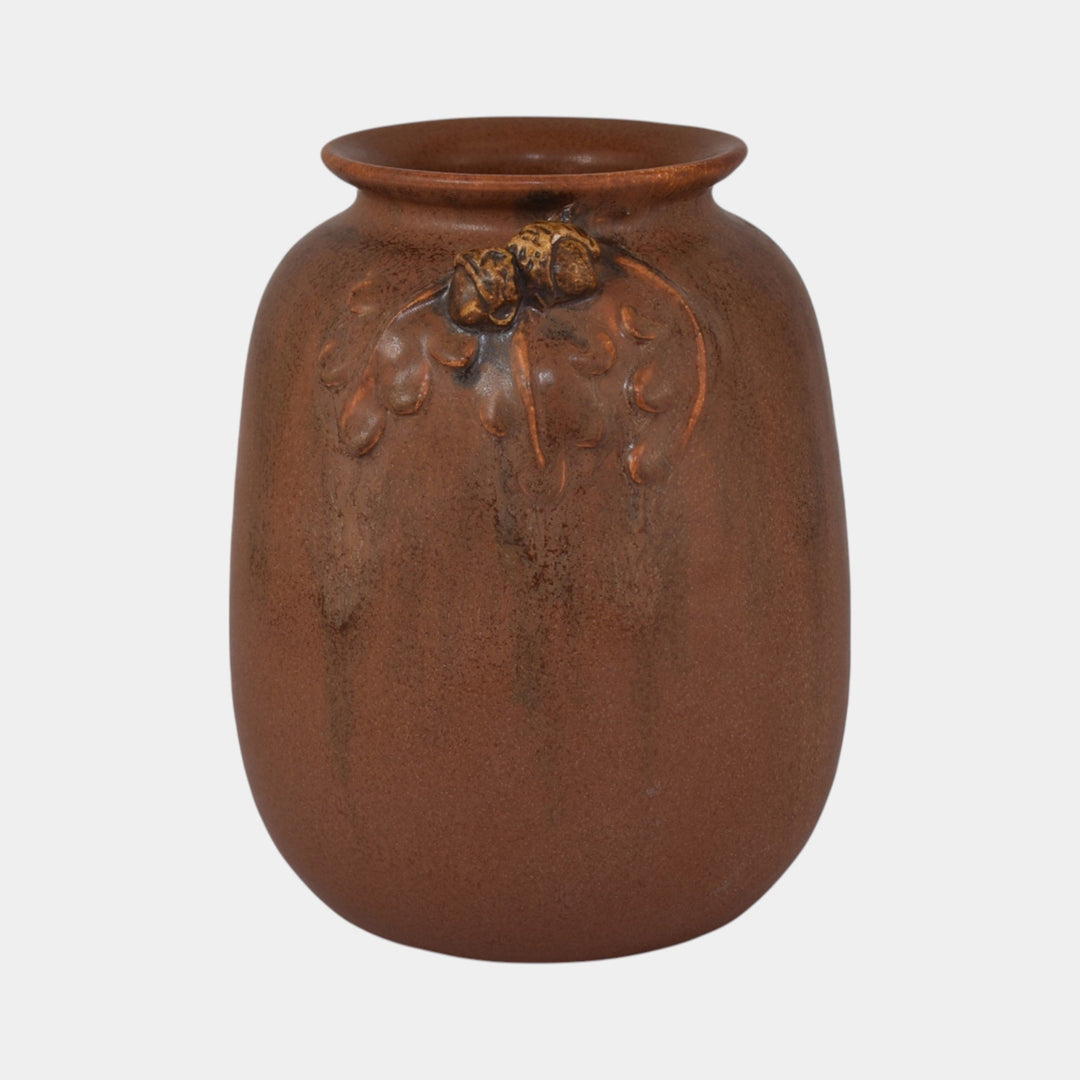 Ephraim Faience Hand Made Art Pottery Mission Oak Brown Ceramic Vase 503 - Just Art Pottery
