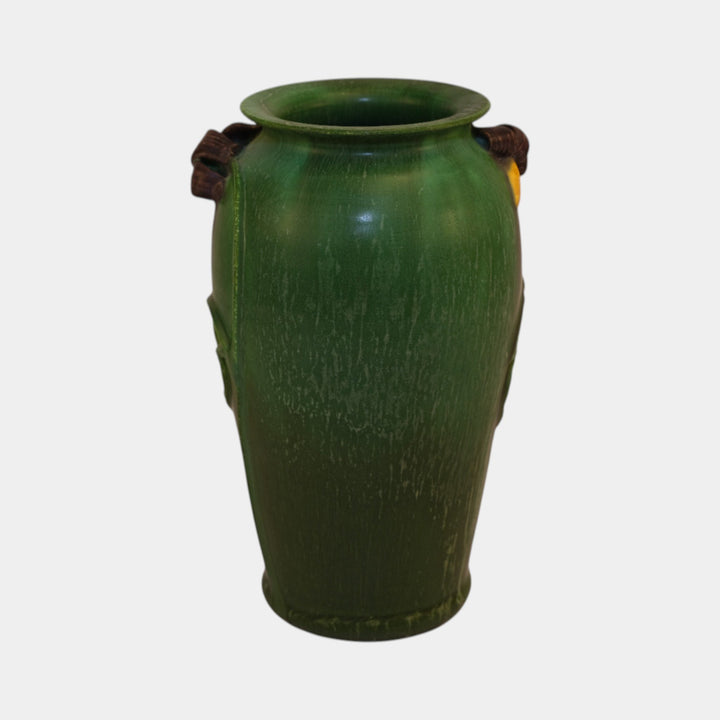 Ephraim Faience Hand Made Purple Nightshade Matte Green Ceramic Vase 310