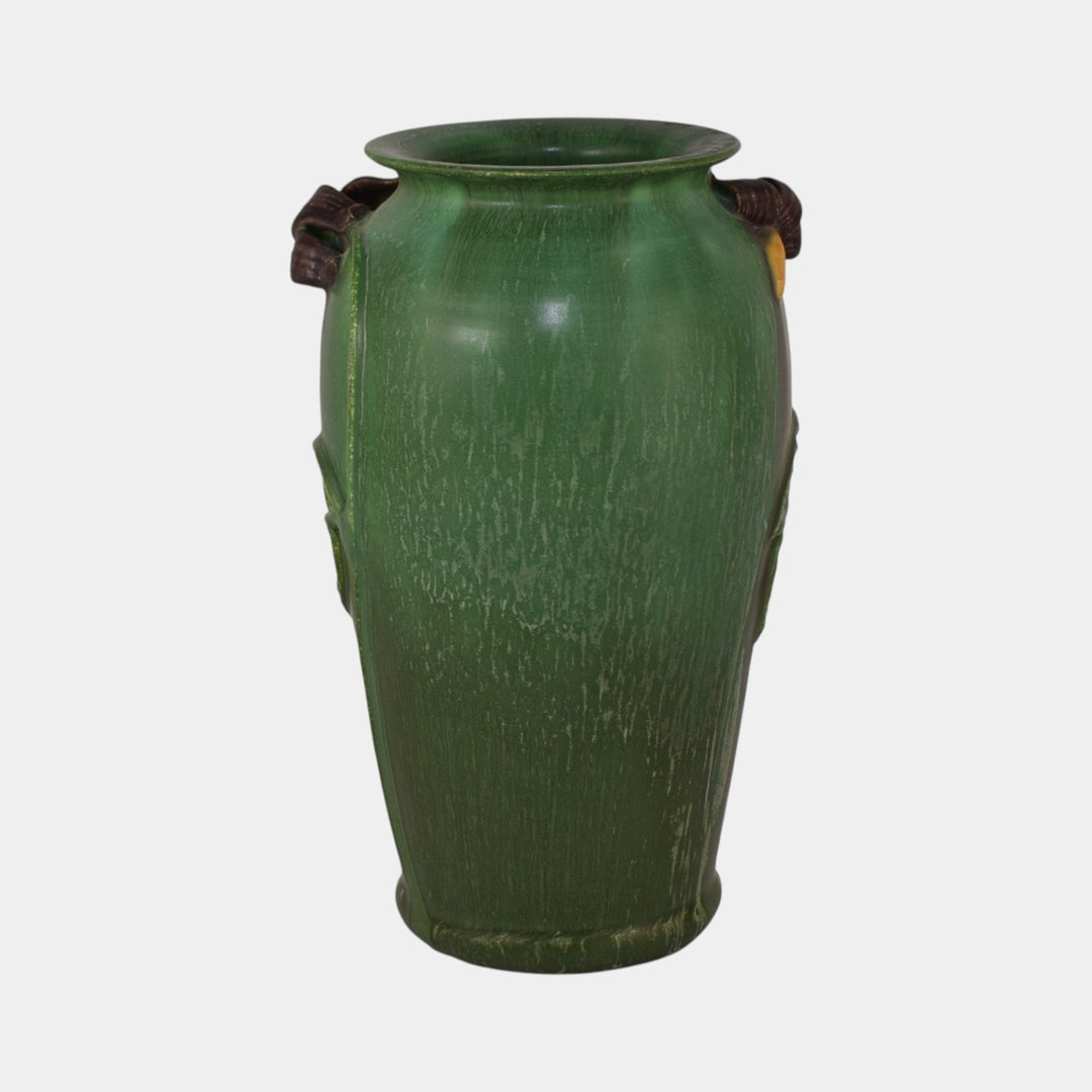 Ephraim Faience Hand Made Purple Nightshade Matte Green Ceramic Vase 310 - Just Art Pottery