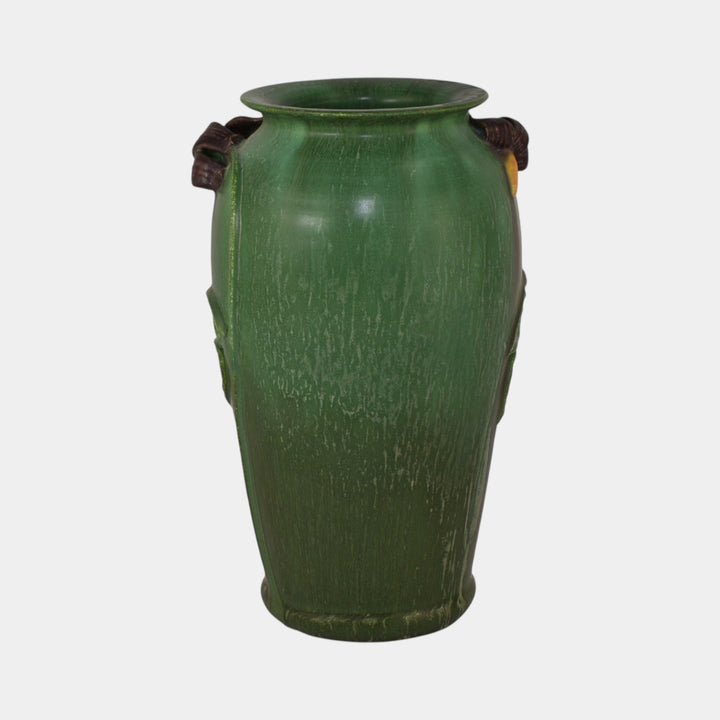 Ephraim Faience Hand Made Purple Nightshade Matte Green Ceramic Vase 310 - Just Art Pottery