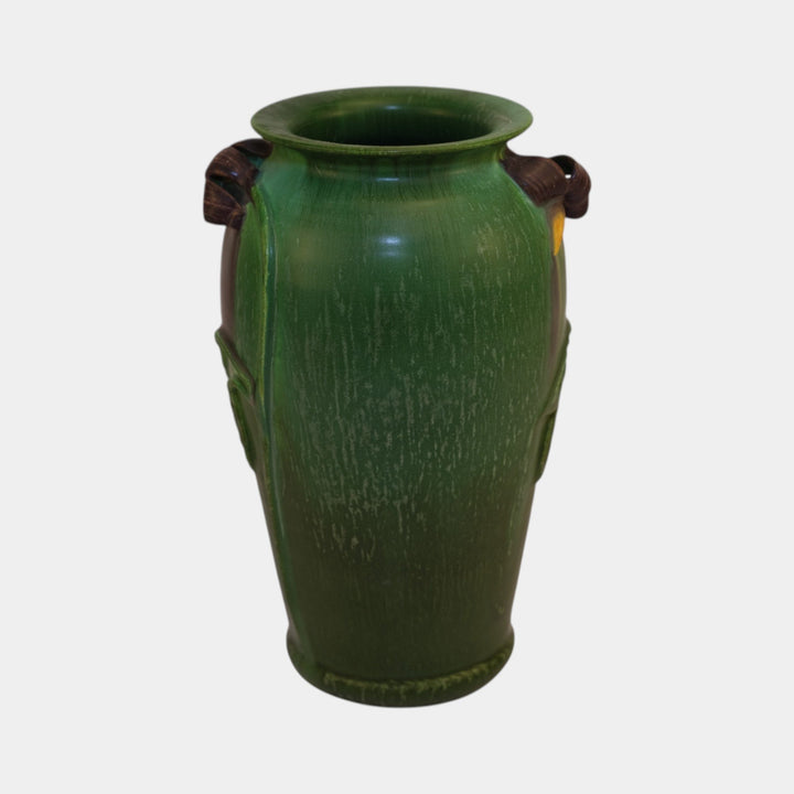 Ephraim Faience Hand Made Purple Nightshade Matte Green Ceramic Vase 310