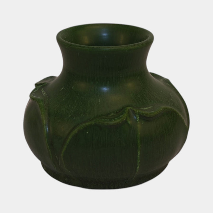 Ephraim Faience Arts and Crafts Pottery Green Spring Leaf Cabinet Vase 064