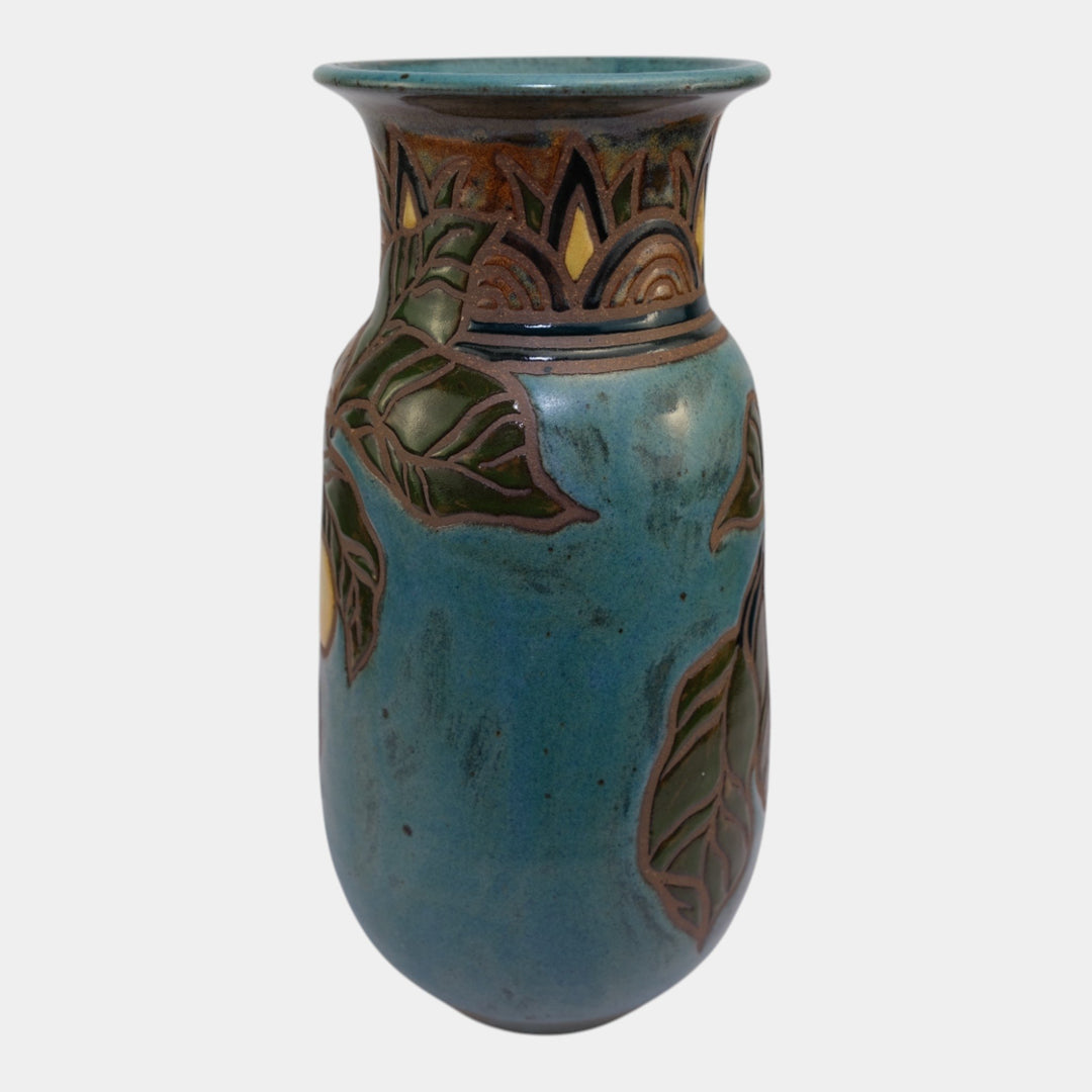 Sunstone Studio Vintage Art Pottery Yellow Floral Motif Vase Eleanor Murphey - Just Art Pottery