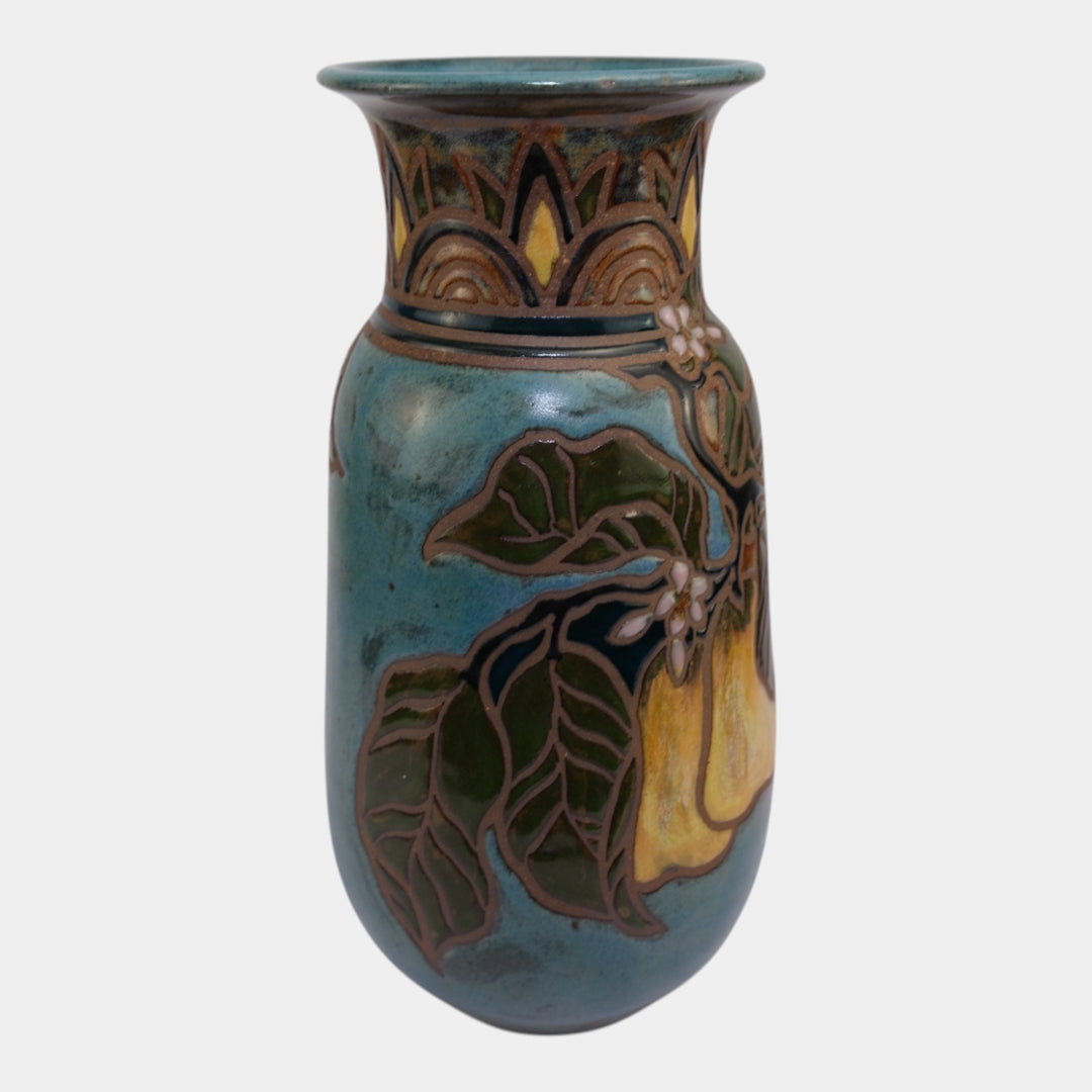 Sunstone Studio Vintage Art Pottery Yellow Floral Motif Vase Eleanor Murphey - Just Art Pottery