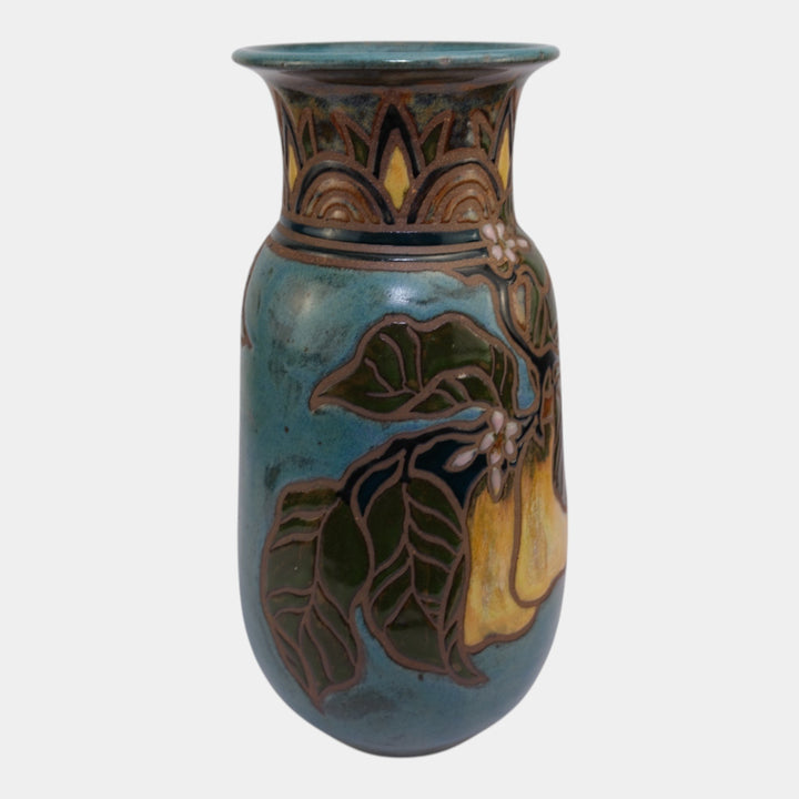Sunstone Studio Vintage Art Pottery Yellow Floral Motif Vase Eleanor Murphey - Just Art Pottery