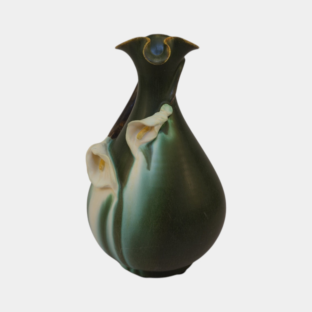 Ephraim Faience Tenth Anniversary Hand Made Pottery Calla Lily Pitcher 608