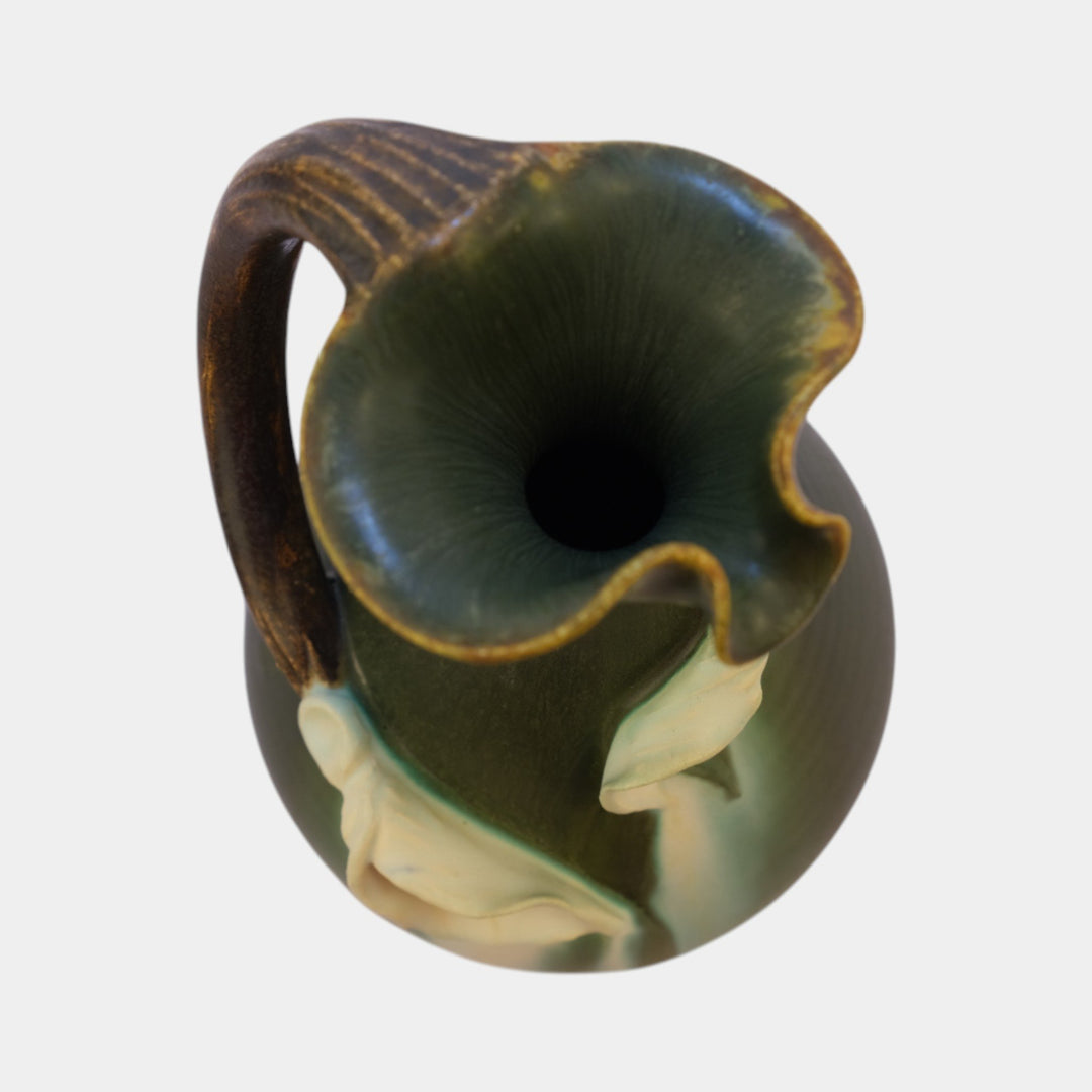 Ephraim Faience Tenth Anniversary Hand Made Pottery Calla Lily Pitcher 608
