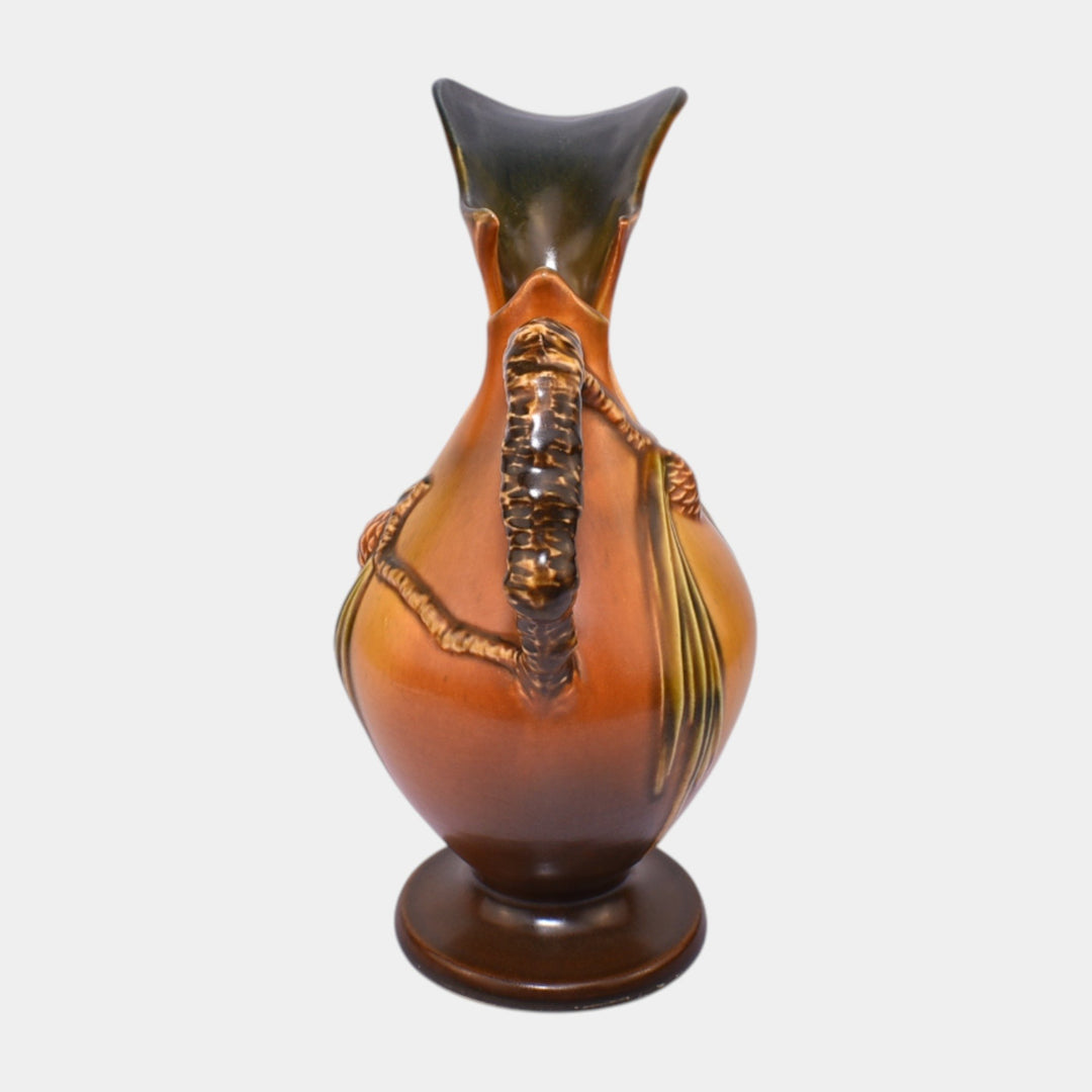 Roseville Pine Cone Brown 1936 Vintage Art Pottery Ceramic Ewer 909-10