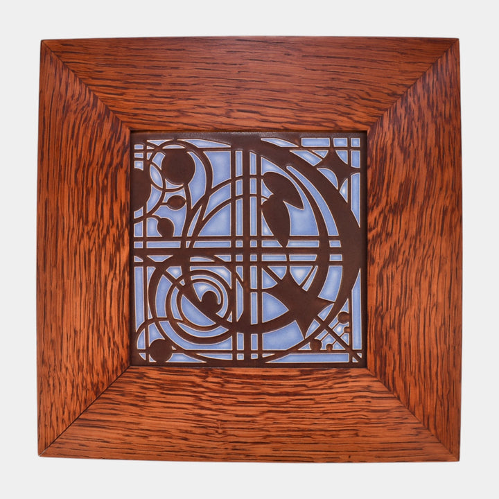 Motawi Tileworks Hand Made Art Pottery Blue And Brown Framed Montrose Tile