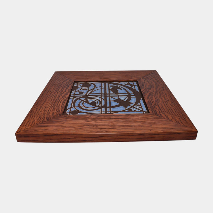 Motawi Tileworks Hand Made Art Pottery Blue And Brown Framed Montrose Tile