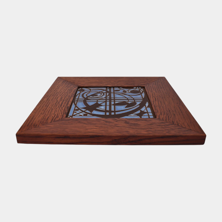 Motawi Tileworks Hand Made Art Pottery Blue And Brown Framed Montrose Tile