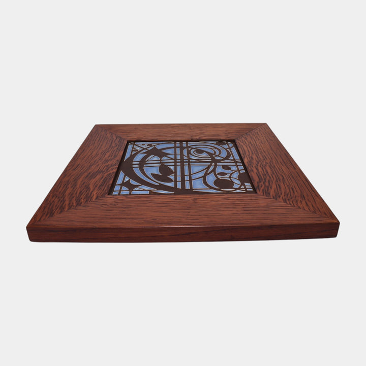 Motawi Tileworks Hand Made Art Pottery Blue And Brown Framed Montrose Tile